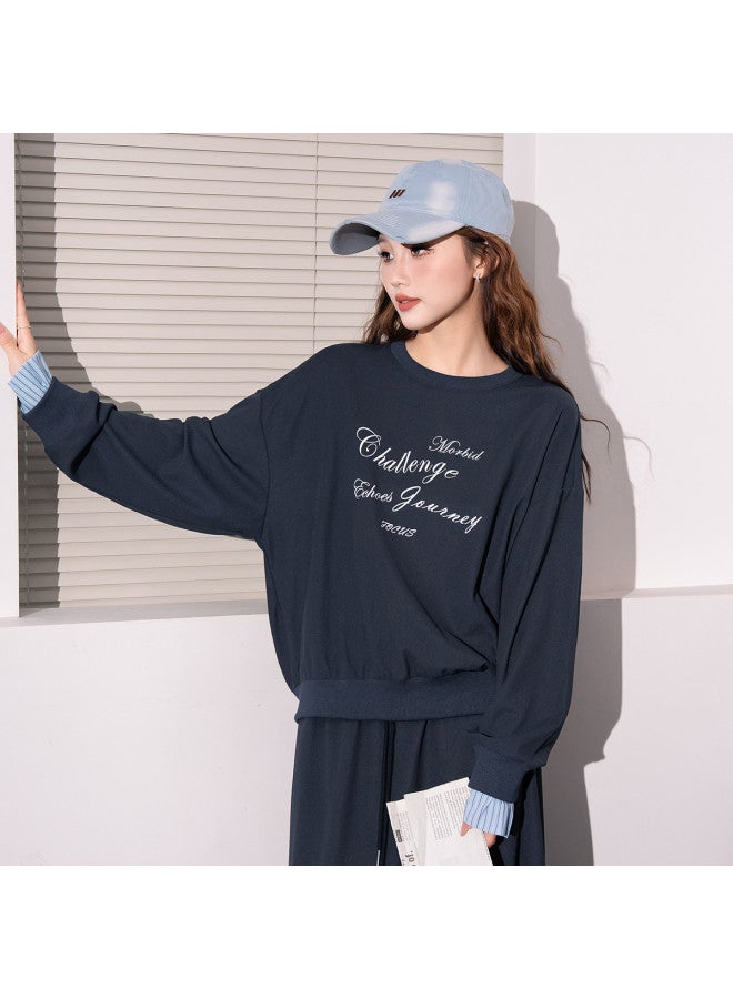 Flying in the snow Autumn/winter Youthful, Fashionable, Versatile, Elegant, Trendy Printed Top + Slit Skirt Set - Image 4