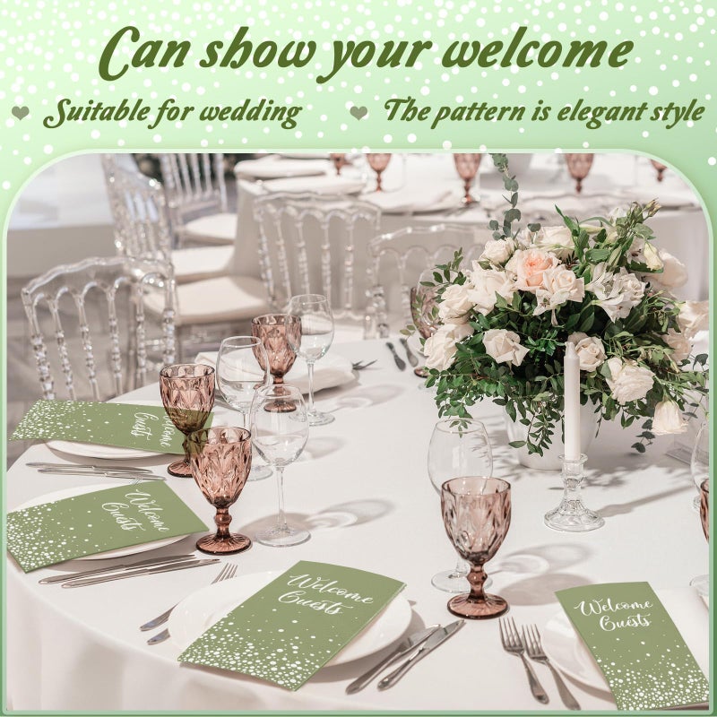 Hotop 200 Pcs Welcome Guests Napkins Disposable Hand Towels for Bathroom Wedding Napkins Elegant Guests Towels for Powder Room Holiday Anniversary Birthday Party Baby Bridal Shower Decorative Towel (Green) - Image 5
