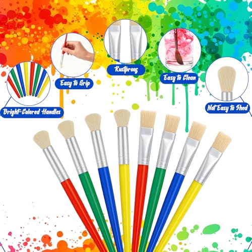 Retainbre 48 Pcs Paint Brushes for Kids Bulk Paintbrushes Set Large Chubby Round and Flat Brushes for Acrylic Painting Oil Watercolor Washable Paint - Image 4