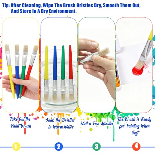 Retainbre 48 Pcs Paint Brushes for Kids Bulk Paintbrushes Set Large Chubby Round and Flat Brushes for Acrylic Painting Oil Watercolor Washable Paint - Image 5