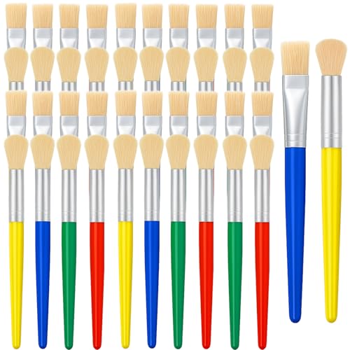 Retainbre 48 Pcs Paint Brushes for Kids Bulk Paintbrushes Set Large Chubby Round and Flat Brushes for Acrylic Painting Oil Watercolor Washable Paint - Image 1