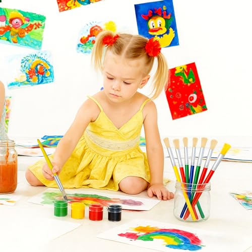 Retainbre 48 Pcs Paint Brushes for Kids Bulk Paintbrushes Set Large Chubby Round and Flat Brushes for Acrylic Painting Oil Watercolor Washable Paint - Image 2