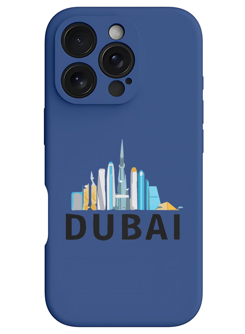 Theodor iPhone 16 Pro Max Blue Protective Slim Fit Case Liquid Silicone Cover with Full Body Protection Anti-Scratch Shockproof Case For iPhone - Dubai Black - Image 1