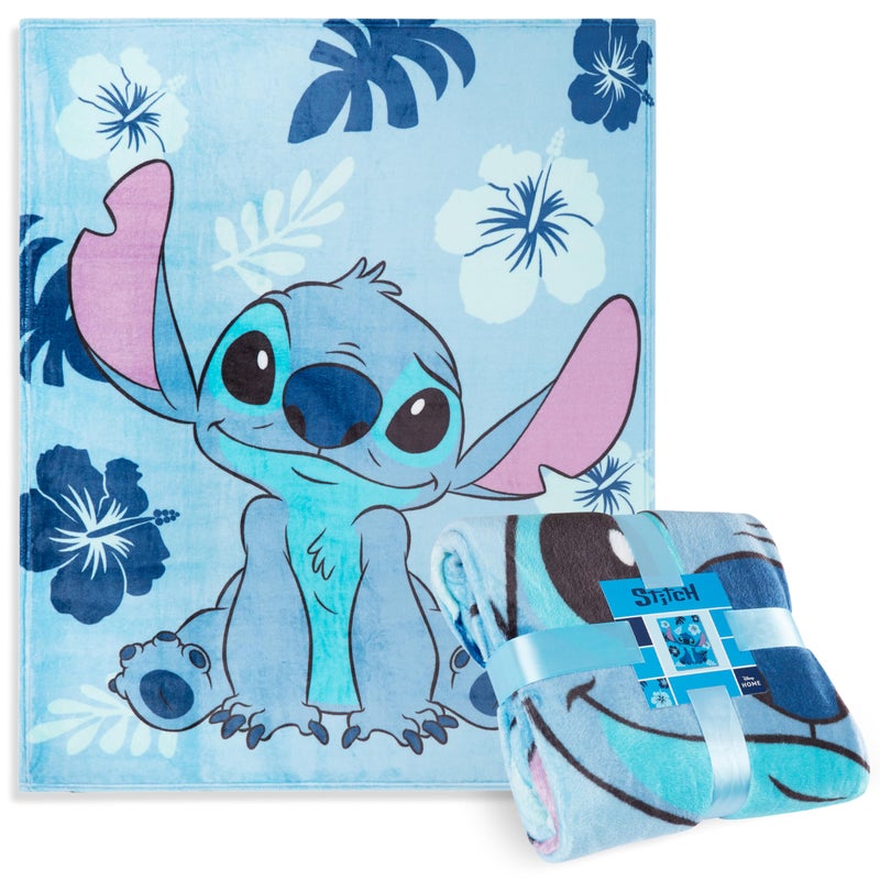 Disney Disney Stitch Fleece Blanket Super Soft Blanket Throw Bed Accessories 150 x 130 Sofa Throw Bed Blankets Baby Yoda Gifts (Light Blue Stitch) - Image 1