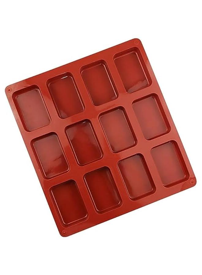 Silicone Mini Loaf Baking Pan for Kids' Sandwich Crusts (Red, 12 Cavities) - Image 1