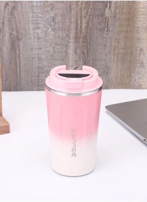 Stainless Steel Double Wall Coffee Mug with Leak-Proof Design and Reusable Tea Flip Lid in Easy-Grip Size for Hot and Cold Drinks