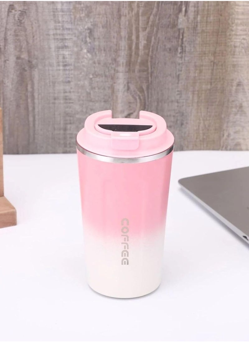 QSHOP - Stainless Steel Double Wall Coffee Mug with Leak-Proof Design and Reusable Tea Flip Lid in Easy-Grip Size for Hot and Cold Drinks - Image 1