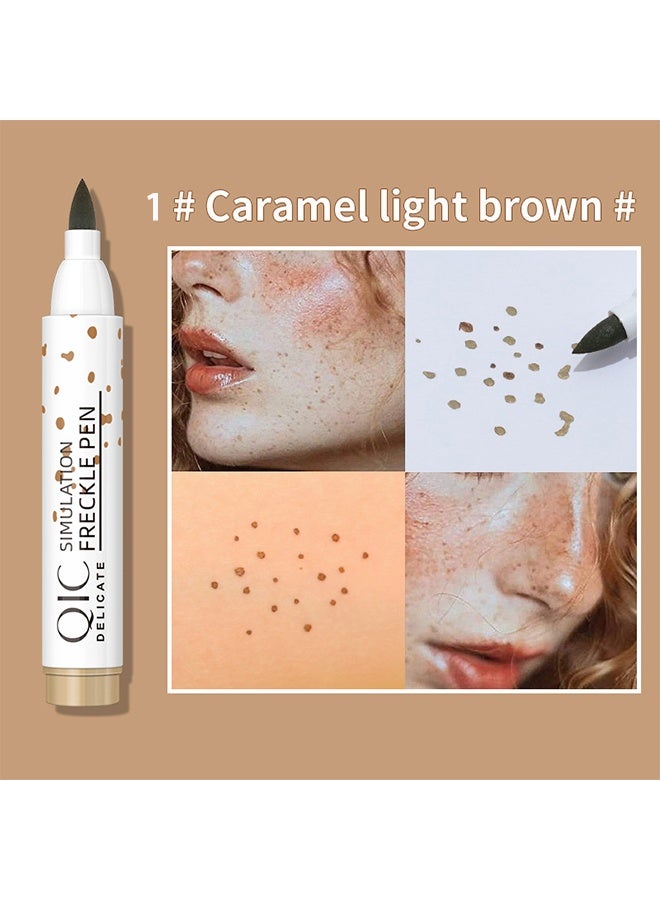كيو اي سي قلم محاكاة النمش ، قلم رصاص كفاف مزدوج الطرف كراميل بني فاتح قلم رصاص نمش طبيعي سهل التطبيق بدون إزالة المكياج بقلم رصاص مقاوم للماء ومقاوم للعرق مكياج 1 # كراميل لايت برووم - Image 2