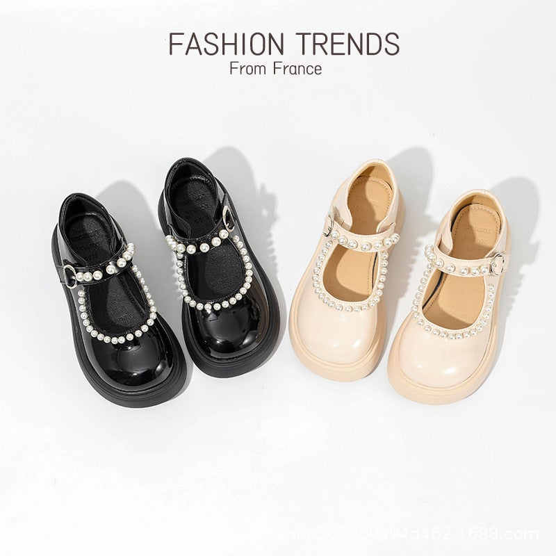2022 New Girls' Black Leather Shoes Children'S Western Style Soft-Soled Small Single-Layer Shoes Large Children'S Show Shoes - Image 2