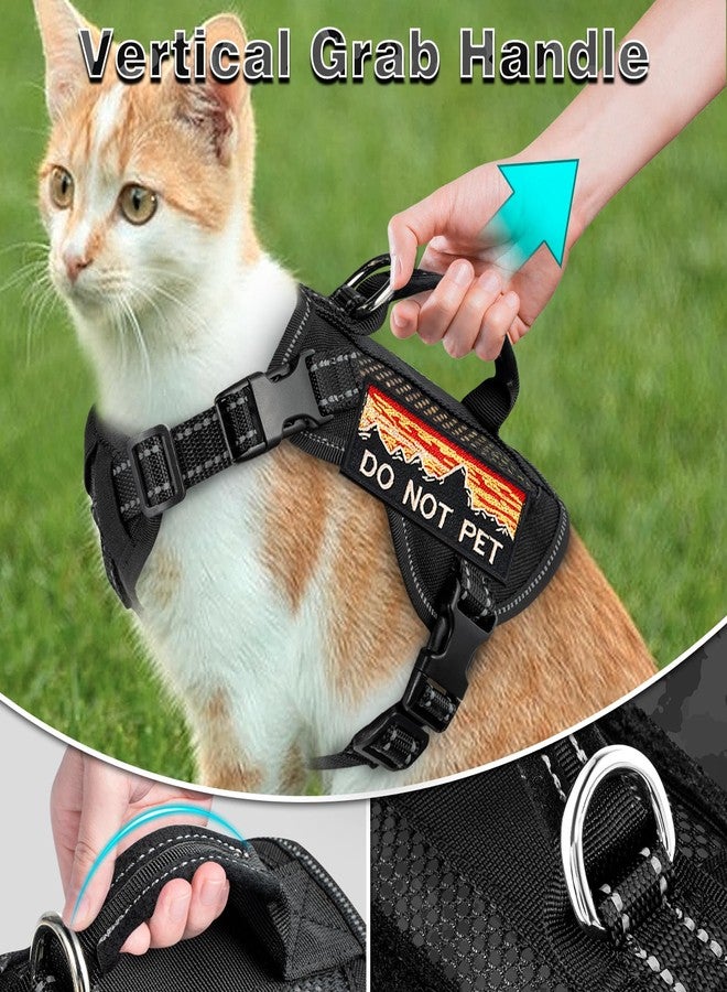 nanappice Large Tactical Cat Harness, Breathable Mesh Adult Cat Walking Harness with Handle & Patches, Adjustable Reflective Cat Vest Easy to Control - Image 3