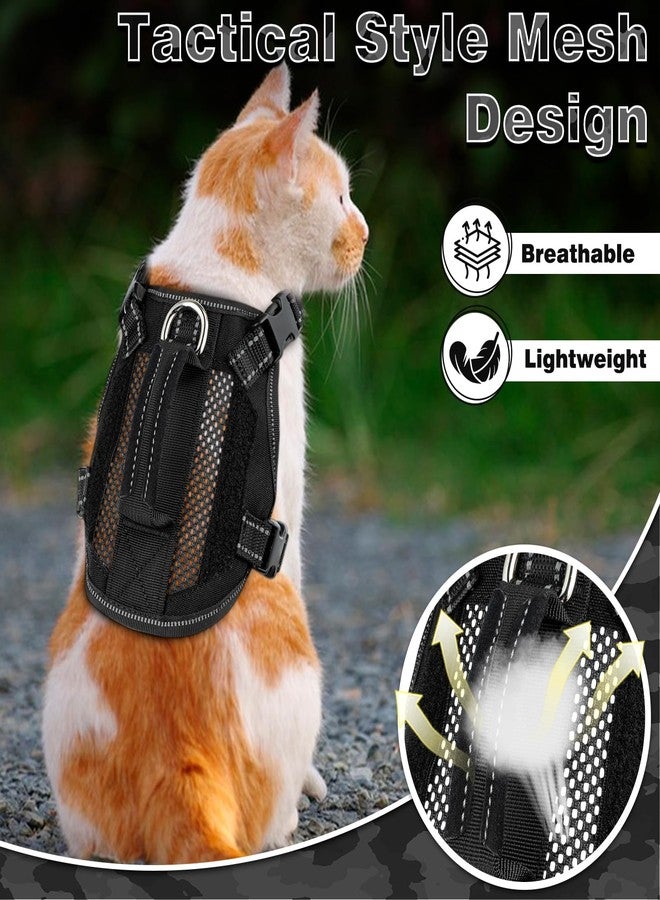 nanappice Large Tactical Cat Harness, Breathable Mesh Adult Cat Walking Harness with Handle & Patches, Adjustable Reflective Cat Vest Easy to Control - Image 2