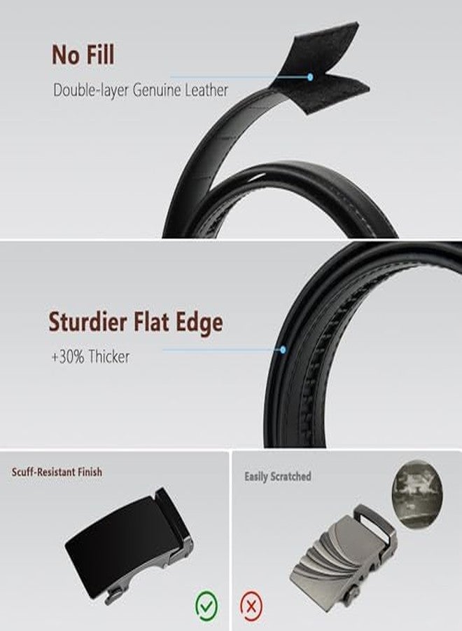 Airkit Men's Ratchet Leather Belt - Heavy Duty Adjustable Dress & Casual Belt - Image 3