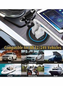 SYOSI USB Car Fast Charger Socket, 12V PD 3.0 & Quick with ON/Off Button for 12V/24V Car Boat Golf Cart Marine RV Motorcycle.（extension cord not included）  - Image 5