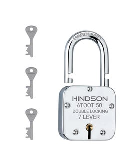 HINDSON HINDSON Atoot 50mm Lock7 Steel Lever 3 Silver Keys1 LockSilver Finsh 