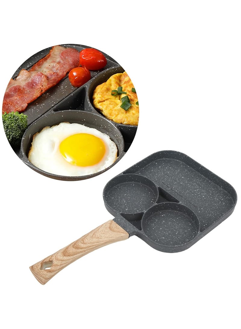 DubaiGallery Three-hole omelette pan, non-stick medical stone coating pancake mold, egg burger frying pan, suitable for burgers and omelets - Image 2