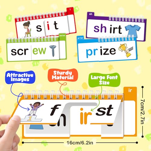 Edulok 40 Read and Rhyme Flip BooksPhonics Word Family Build Book Learn to Read Phonics Flash CardsSight Words Flash Cards Kindergarten Reading BooksFlip Book Word Games for Preschool Learning Activities - Image 5