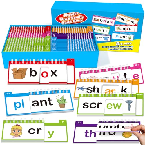 Edulok 40 Read and Rhyme Flip BooksPhonics Word Family Build Book Learn to Read Phonics Flash CardsSight Words Flash Cards Kindergarten Reading BooksFlip Book Word Games for Preschool Learning Activities - Image 1