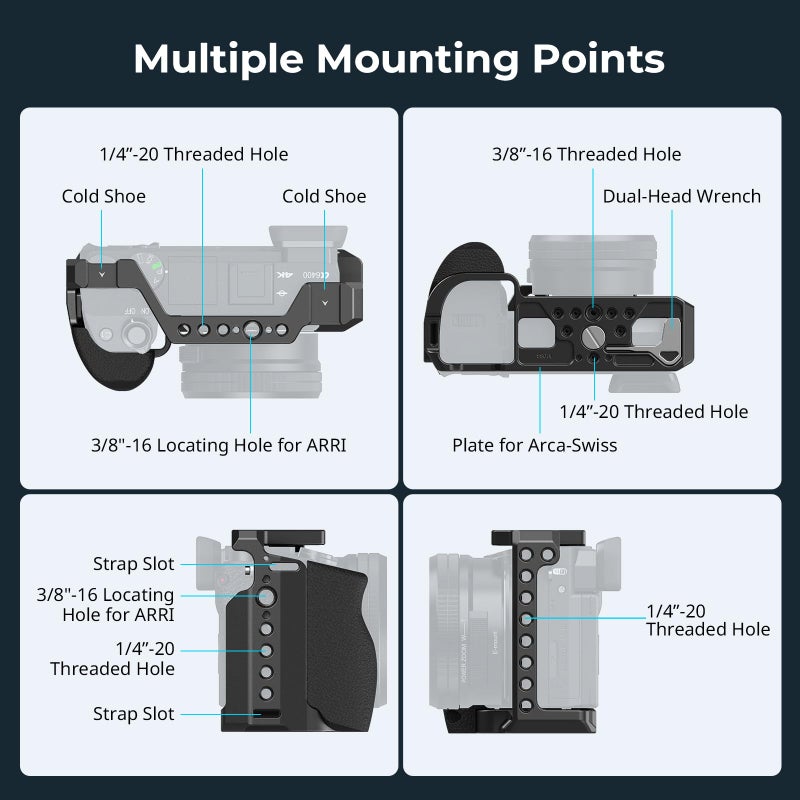 SmallRig Cage with Silicone Handgrip & Cold Shoe for Sony a6100, a6300, a6400-3164 - Image 5