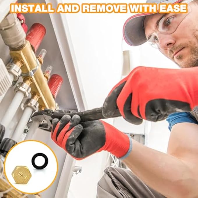 6 PCS RADIATOR BLANKING CAP, 15MM BLANKING CAP, RADIATOR BLANKING PLUG - LEAK-PROOF BRASS PLUMBING FITTINGS WITH SEALS, HEATING SYSTEM CAPS FOR PIPEWORK AND DIY MAINTENANCE - Image 3