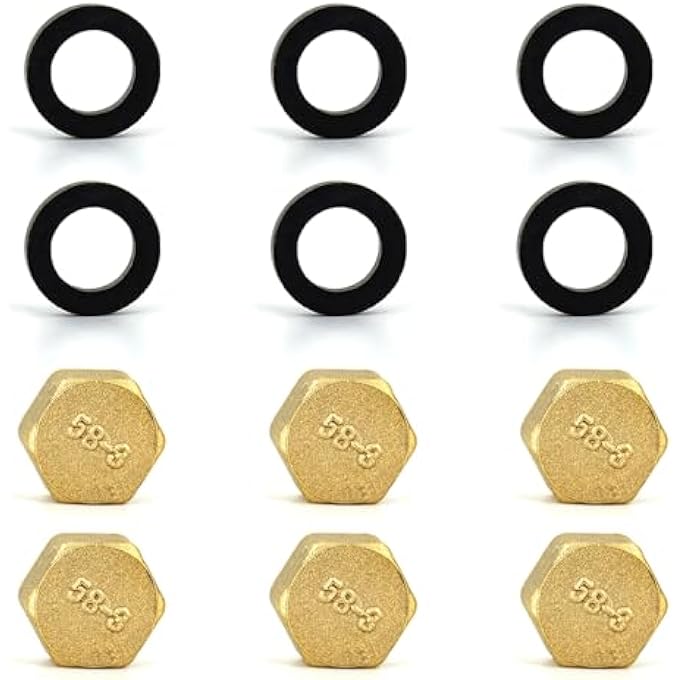 6 PCS RADIATOR BLANKING CAP, 15MM BLANKING CAP, RADIATOR BLANKING PLUG - LEAK-PROOF BRASS PLUMBING FITTINGS WITH SEALS, HEATING SYSTEM CAPS FOR PIPEWORK AND DIY MAINTENANCE - Image 1