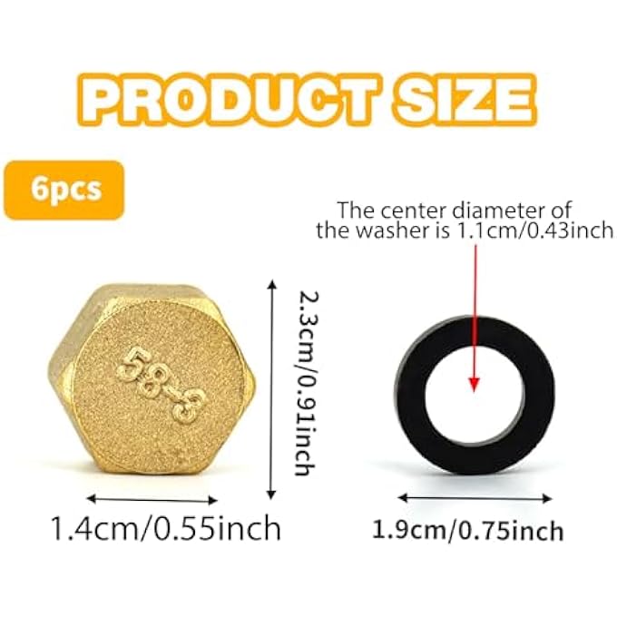 6 PCS RADIATOR BLANKING CAP, 15MM BLANKING CAP, RADIATOR BLANKING PLUG - LEAK-PROOF BRASS PLUMBING FITTINGS WITH SEALS, HEATING SYSTEM CAPS FOR PIPEWORK AND DIY MAINTENANCE - Image 2