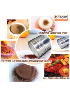 Beram Sugar Shakers, Stainless Steel Powder Shakers, 3 Pieces Set, Seasoning Canisters with Lids, Dry Food Storage Containers, Cake Flour Sieve, Dry Ingredients Sprinkler  - Image 5
