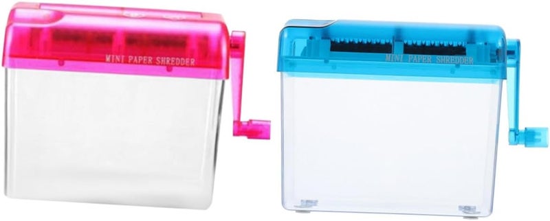 2pcs Manual Paper Shredder Portable Mini Handheld Document Shredder for Home Office Use with Hand Crank for A6 Notes and Bills - Image 1