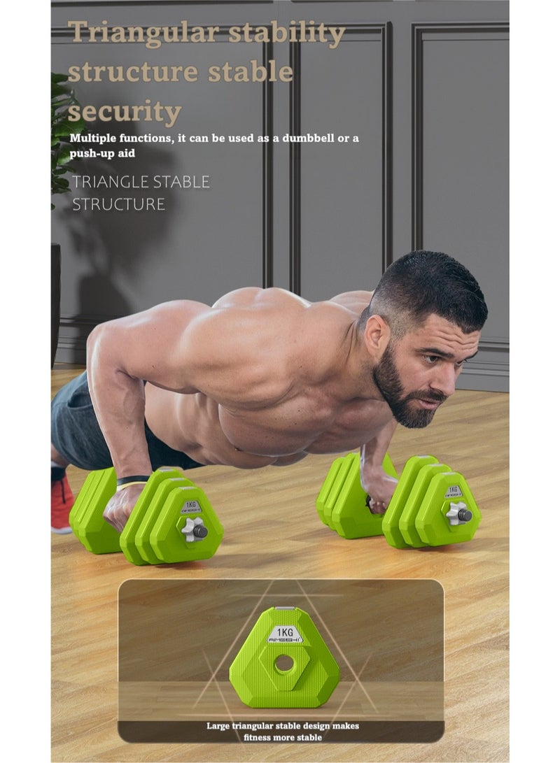 AIMEISHI Integrated Weight Dumbbell Set, 20kg free weight barbell set (with connector), dumbbell set, suitable for home gym fitness, latest style, triangular design, stable and non-rolling, suitable for men and women  - Image 2