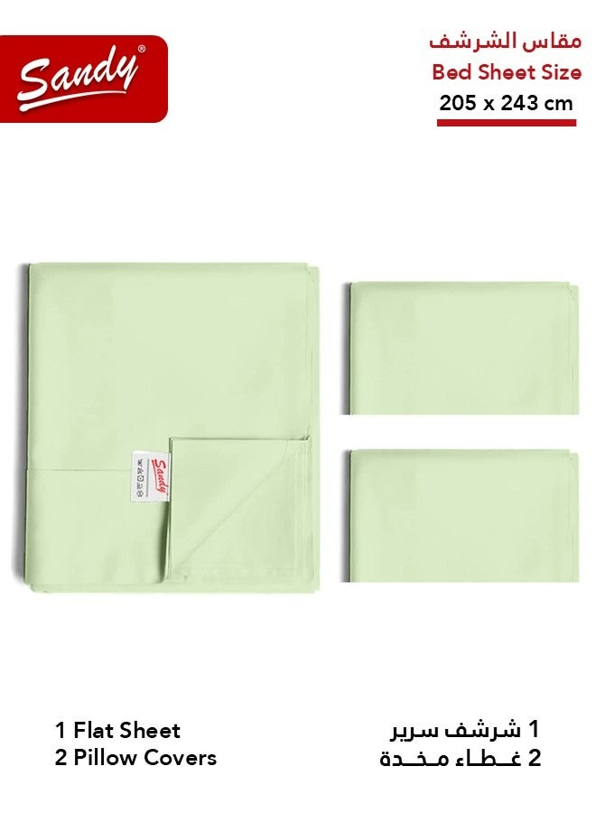 ساندي طقم شرشف سرير ساندي فاخر بجودة الفنادق مع أغطية وسادة، طقم من 3 قطع، شديد النعومة وجيد التهوية وبارد, مقاس دبل مفرد ونص 243 × 205 سم, جرين تي - Image 2