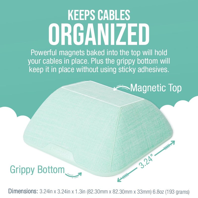 SmartishÂ® Magnetic Cord Holder - Cable Wrangler Organizer with Magnet Clips for Charger Management on Desktop, Nightstand, or Side Table for All Cables, USB-C, Lightning Cables - Teal Me More - Image 2