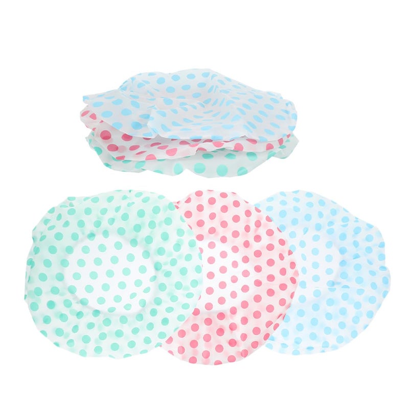 Large Reusable Peva Shower Caps 6 Pack Waterproof Hair Protection Pink Blue Green - Image 2