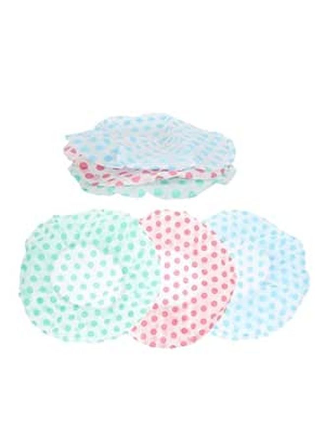 Large Reusable Peva Shower Caps 6 Pack Waterproof Hair Protection Pink Blue Green - Image 1