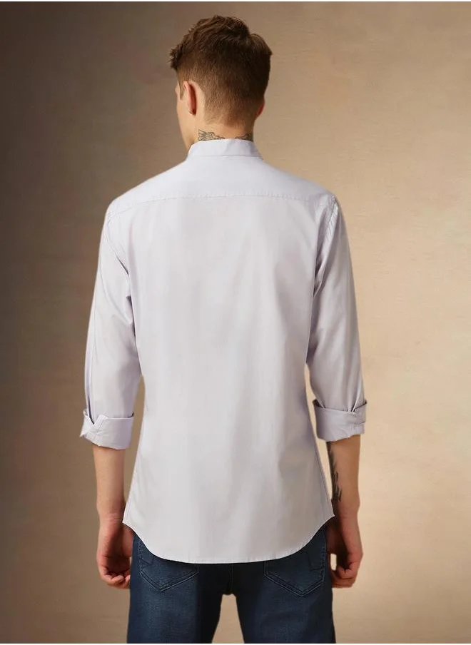Dennis Lingo Lilac Cotton Solid Pattern Regular Fit Shirts for Men with Spread Collar Neckline Full Sleeves Regular Length Upper Body Wear Button Down Button Closure Woven Weave - Perfect for Lifestyle Occasions