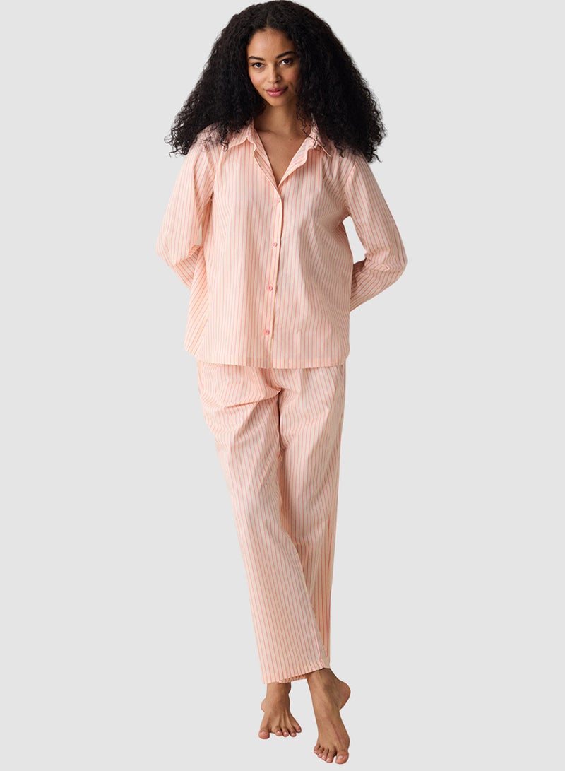 Penti Striped Shirt Collar Pyjama Set - Image 1