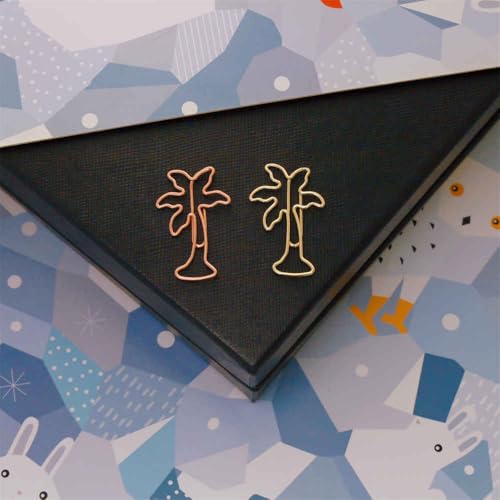 OWLFAVO 40pcs Palm Tree Shape Paper Clips with Clear Box, Rose Gold and Yellow Gold, Funny Cute Paperclips Bookmarks Planner Clips for Fun Office Supplies School Gifts Wedding Decoration - Image 3