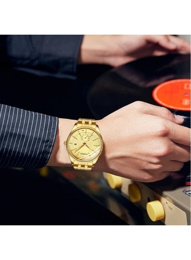 Chenxi Men's Luxury Analog Quartz Gold Wrist Watches Business Stainless Steel Band Dress Wrist Watch Classic Calendar Date Window 3ATM Water Resistant - Image 5