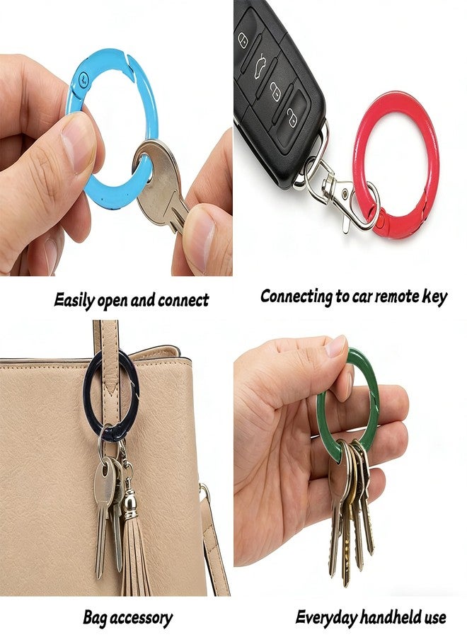 Psiriol 51Pcs Carabiner Clip Metal Key Ring Clip, Round Spring O Rings, Colorful Metal Carabiner Snap Buckle Clips Trigger, Snap Clips Trigger Keyrings Buckle for DIY Purse Keychain Handbag Purse Dog - Image 2