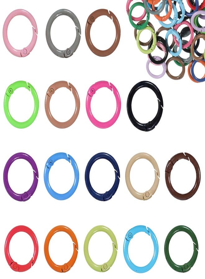 Psiriol 51Pcs Carabiner Clip Metal Key Ring Clip, Round Spring O Rings, Colorful Metal Carabiner Snap Buckle Clips Trigger, Snap Clips Trigger Keyrings Buckle for DIY Purse Keychain Handbag Purse Dog - Image 1
