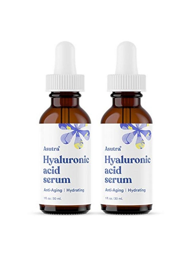 ASUTRA Hyaluronic Acid Serum for Face, 1 fl oz (Pack of 2)- Vitamin C & E, Aloe, Green Tea, Geranium & Jojoba Oil, Plumping Face Serum, Hydrating Facial Skin Care - Image 1