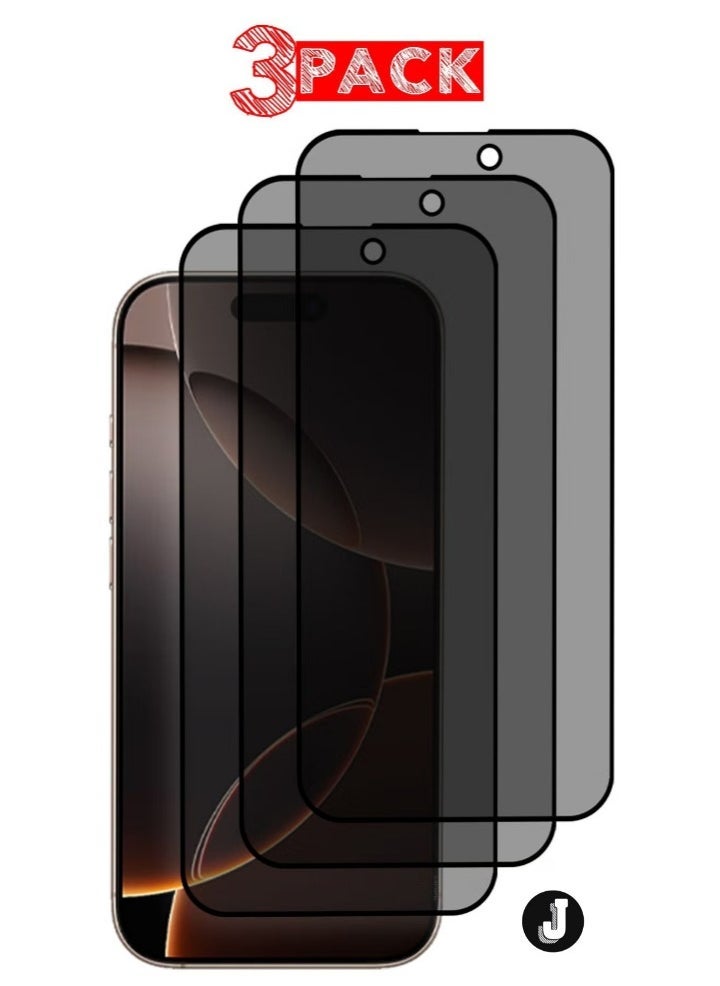 JAJEEK "New 3-Pack iPhone 16 Pro Max Privacy Screen Protector – Anti-Spy Tempered Glass, 9H Hardness, Case-Friendly, Black Privacy Film" - Image 1