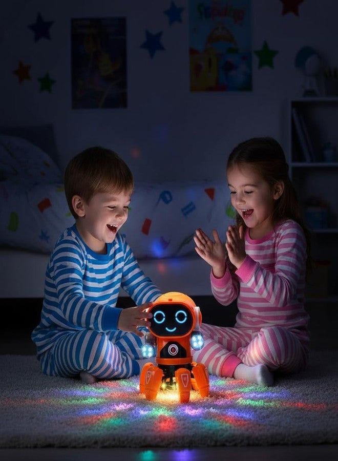 Goyal's Bot Robot Octopus Style | Colorful Lights and Music | All Direction Movement | Dancing Robot Toys for Kids | Orange - Image 2