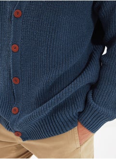 trendyol Indigo Regular Fit V-Neck Basic Knitwear Cardigan TMNAW22HI0151  - Image 3