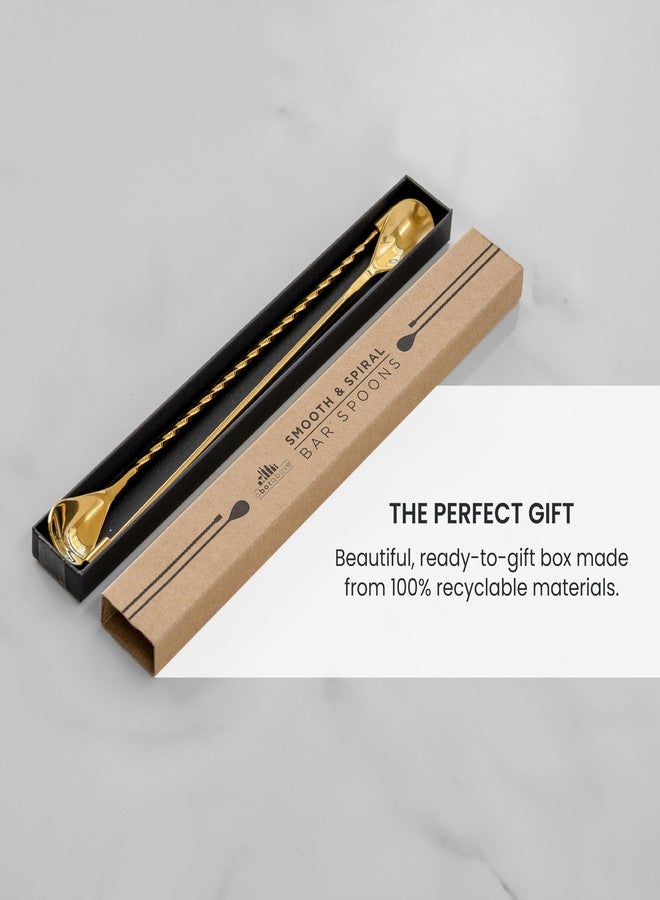 A Bar Above طقم ملاعق بار من A Bar Above، بمقبض حلزوني، ملاعق خلط من الفولاذ المقاوم للصدأ لمجموعة خلاط الكوكتيل، للتقليب والترتيب، ملحقات أساسية للبار الاحترافي أو المنزلي (ستانلس ستيل، مجموعة) - Image 5