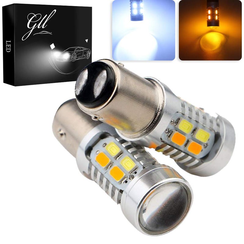 GLL 1157 BAY15D 5730 20 SMD AmberWhite Switchback Turn Signal LED Light Bulbs 38W 12V LED Super Bright 600 Lumens 60006500K Brake Light Lamp Pack of 2