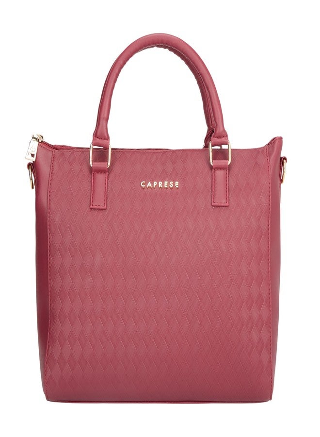 Caprese Maddy Medium Textured Tote Bag for Women with Multi-Compartment | Elegant Shoulder Handbag with Adjustable & Detachable Strap | Fits Up to 16 Inch Laptop | Perfect for Office & Travel (Cherry) - Image 1