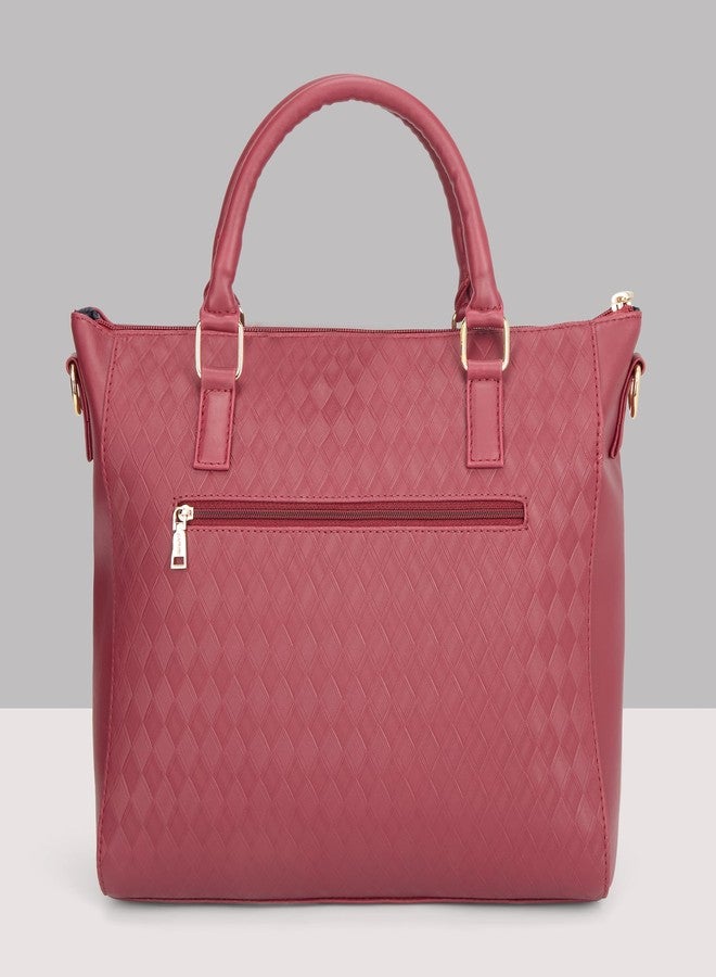 Caprese Maddy Medium Textured Tote Bag for Women with Multi-Compartment | Elegant Shoulder Handbag with Adjustable & Detachable Strap | Fits Up to 16 Inch Laptop | Perfect for Office & Travel (Cherry) - Image 5