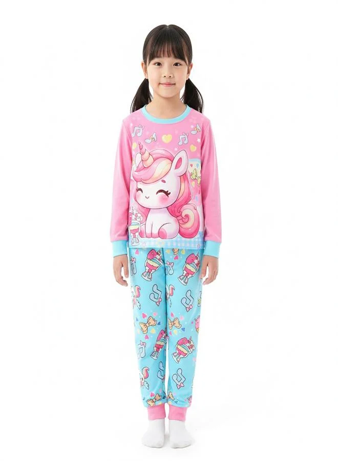 babyqlo Unicorn Print Girls Glow in the Dark Pajama Set