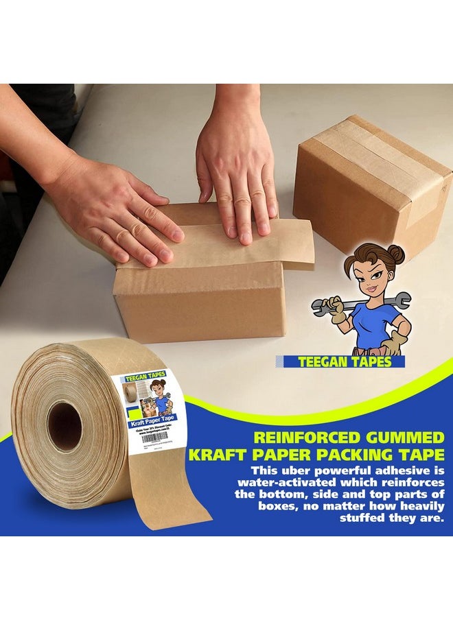 Gaffer Power Water Activated Tape For Packing Boxes | Packing Paper Tape For Moving | Reinforced Packing Tape | Brown Kraft Paper Tape | Package Tape For Shipping | 2.75 Inches X 375 Feet  - Image 2