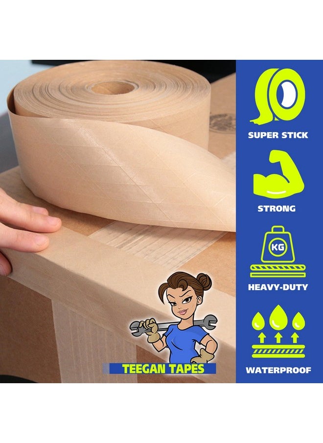 Gaffer Power Water Activated Tape For Packing Boxes | Packing Paper Tape For Moving | Reinforced Packing Tape | Brown Kraft Paper Tape | Package Tape For Shipping | 2.75 Inches X 375 Feet  - Image 5