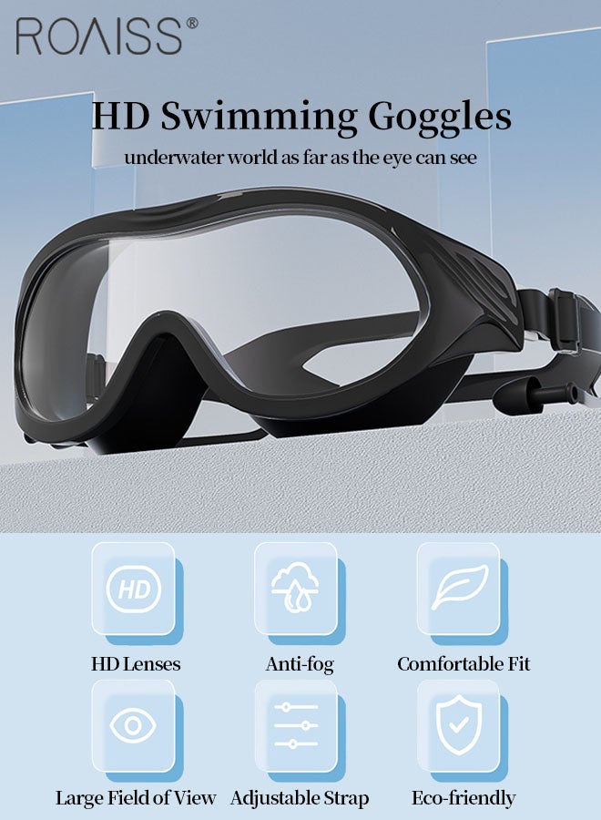 roaiss 3 Pcs Swim Goggle Set, HD View Anti-fog Swimming Goggles with Silicone Gasket, Outdoor Swimming Gear with Goggle, Swimming Cap and Nose Clip for Men and Women - Image 3